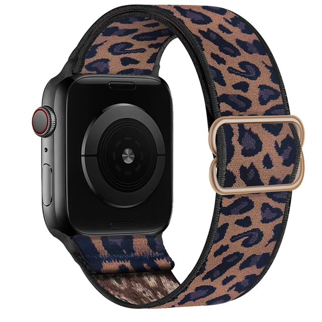 Scrunchie Strap For Apple watch band 44mm 40mm 38mm 42mm 41mm 44mm Nylon bracelet correa iWatch Serie 4 5 3 2 1 SE 6 7 45mm 41mm 30Brown leopard