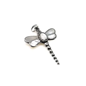 

Pendant 925 Sterling silver m dragonfly white mother-of-pearl [AB1711]