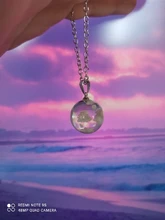Collar con colgante de Luna y Bola de resina transparente para mujer, collar con cadena de nubes azules y blancas, regalos de joyería para niña