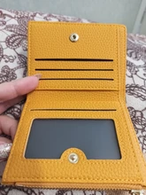 Cartera de piel sintética suave para mujer, cartera amarilla de marca, monedero Mini con broche, tarjetero, billetera corta, Bolso pequeño Delgado, llavero con cremallera