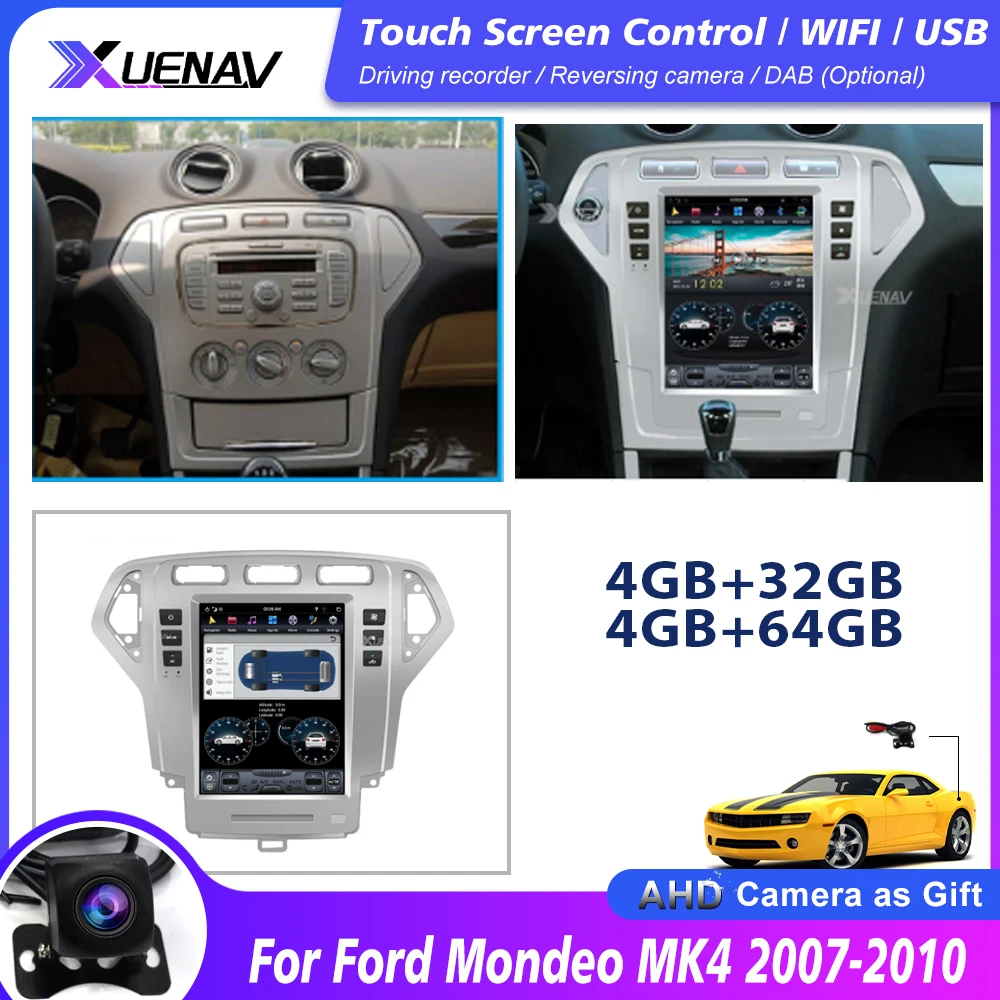 Автомагнитола 2 Din стереоприемник для Ford Mondeo MK4 2007-2010 центральный мультимедийный