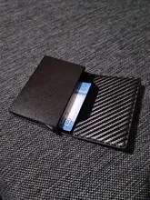 Cartera inteligente para hombre y mujer, tarjetero de aleación de aluminio, Mini billetera informal de negocios, de cuero