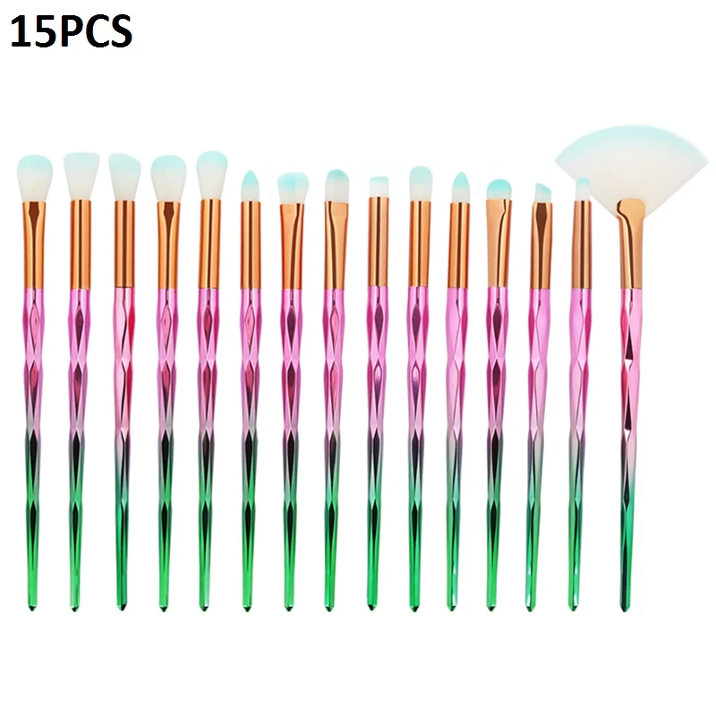 7/10/15/20 штук, Профессиональные кисти для макияжа, с украшением в виде кристаллов, на нашем сайте! кисти для макияжа Косметическая кисть для растушевки набор кистей для макияжа Pincel Maquiagem - Handle Color: 15pcs B
