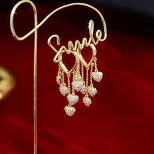  Korean Water Droplets Cz Heart Earring Buckle Atmosphere Romantic Long  Tassel Exquisite Earrings For Women Anniversary Delicate 