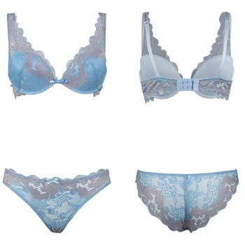 

Sheer Bralette Full Cup Bra + Brazilian-BLUE, 2 °