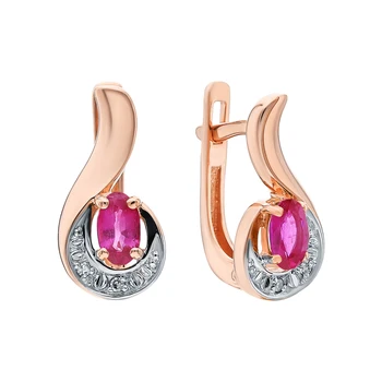 

Gold earrings with rubies and diamonds sunlight sample 585