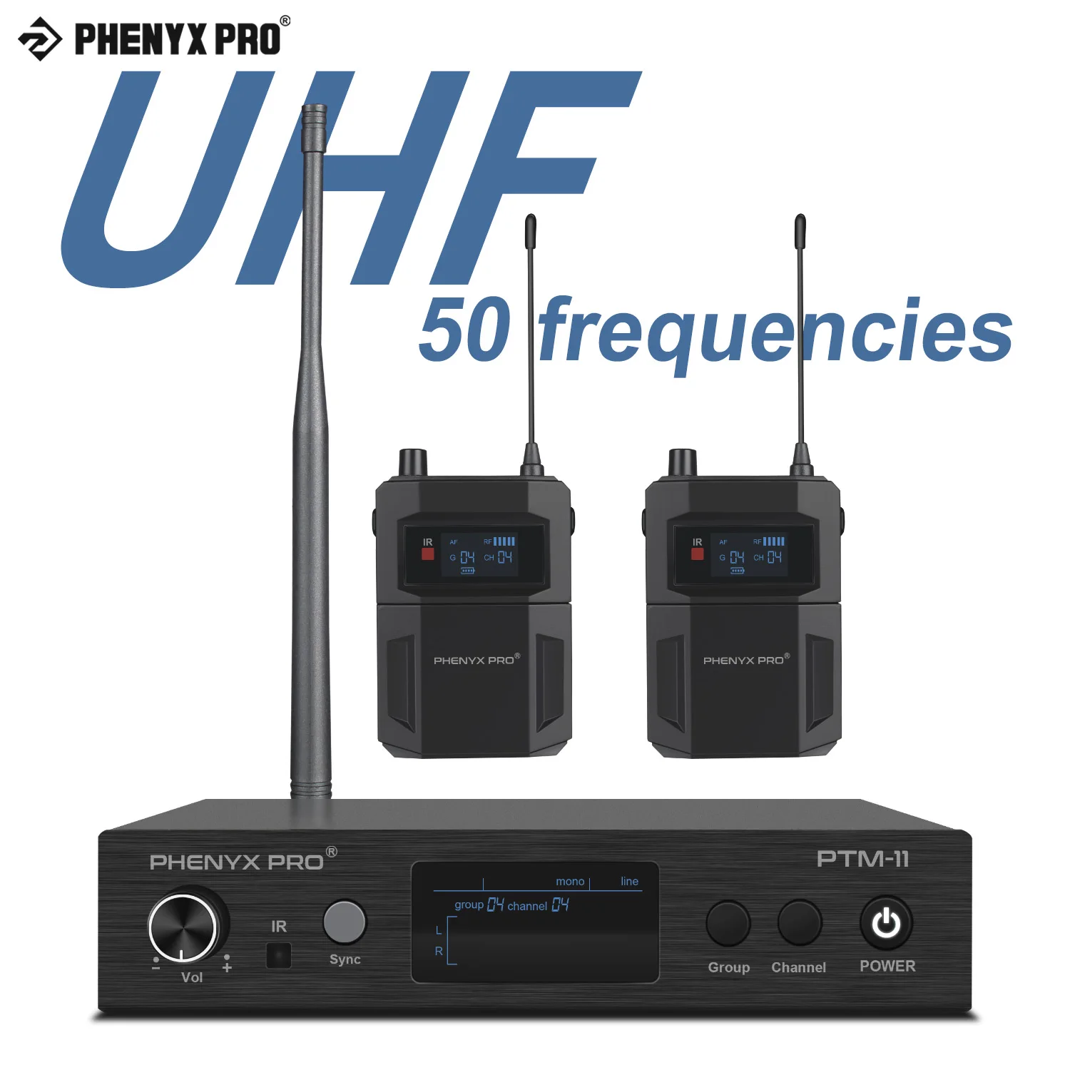 Phenyx Pro UHF Mono Wireless In Ear Monitor System 50 Frequencies