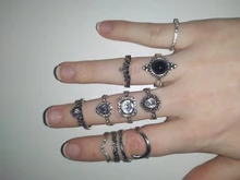 Conjunto de Anillos de nudillo de cristal Vintage para mujer, colgante de luna de loto, anillo bohemio, regalo de joyería