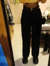 Weekeep-Pantalones vaqueros de cintura alta para mujer, ropa de calle recta para mujer, pantalones cargo de algodón 100% con bolsillos de retazos color azul