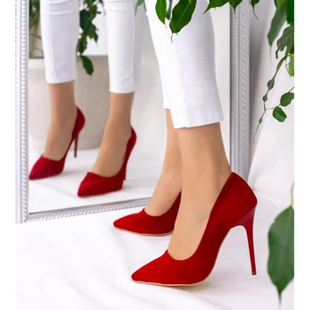 

Muad Red Suede Stiletto Shoes