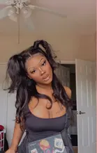 Yomagic-pelucas con onda de encaje frontal para mujer, cabello sintético de Color negro, sin pegamento, con línea de pelo Natural