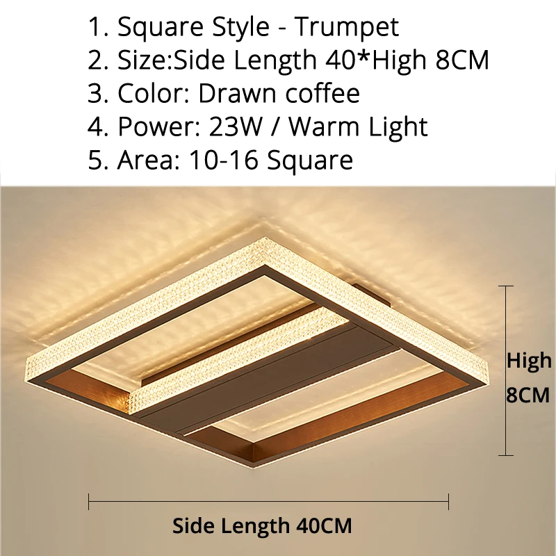 square 40cm coffee Современная хрустальная золотистая светодиодная люстра, освещение для гостиной, спальни, кофейная железная лампа, Светильники для дома в помещении, AC85-260V, светильник - Цвет абажура: square 40cm coffee