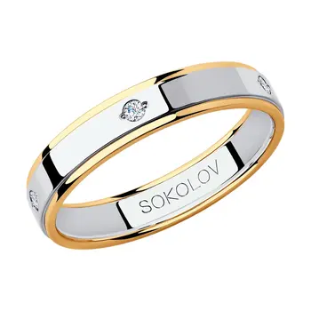 

Sokolov wedding ring made of combined gold with cubic zirconia, fashion jewelry, 585, women's/men's, male/female, wedding rings