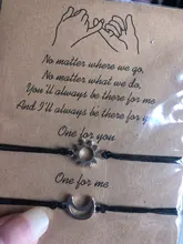 Pulsera de cadena de cuerda ajustable con colgante de sol, luna, Cruz, girasol, joyería de amistad