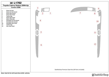 

Interior lining for Toyota Camry Solara 2004-UP. Set L1762.
