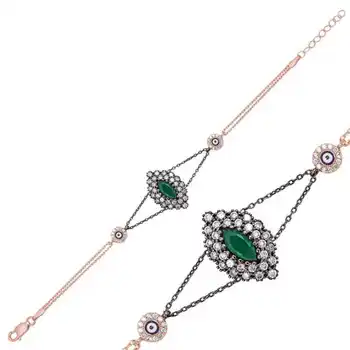 

KUTAYDAN 925 Sterling Silver Matte Green Cubic Zirconia Authentic Bracelet