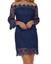 Mini Dress Vestidos Lace Elegant Off-Shoulder Summer Sexy Women Flare-Sleeve Slash-Neck