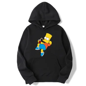 

2020New Mens hoodie The Simpsons Printed Harajuku Male boys sweatshirt black Leisure Fashion Aesthetic Streetwear