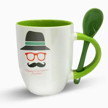 

Personalized Green Spoon Mug Cup (Father 'S Day Themed)
