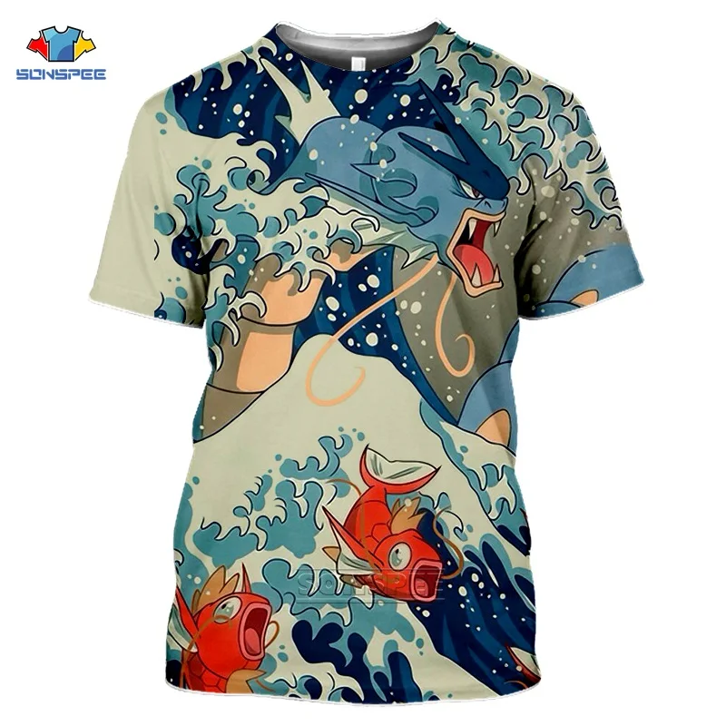 

Summer Female Fashion Harajuku large Size Wave Japanese 3d Print Fun Short-sleeved T-shirt Tops Tees Ocean Wave O-Neck T-shirt