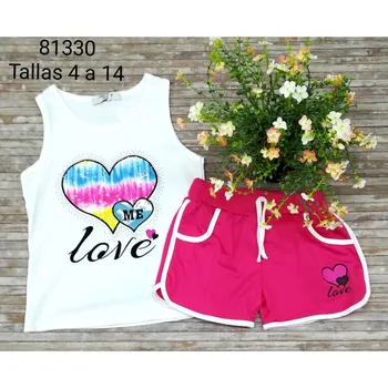 

Casual girl's set of top and shorts for daily use, sizes: 4-14A, girl's summer clothes, girl's sportswear.