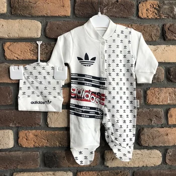

2020 Autumn cotton baby romper long sleeve baby clothing 2 piece jumpsuit and hat summer Unisex baby clothes for girls and boys jump