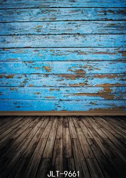 

Vinyl Cloth 3d Photography Backdrops Wooden Floor Blue Old Wooden Wall Photo IL