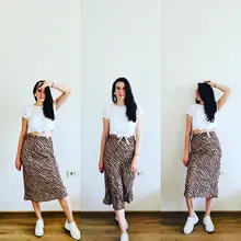 Women Skirts Zebra Print VONDA Elegant Short Clubwear Straight Casual Clothing Loose