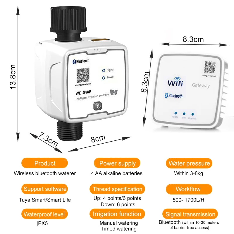 Smart Irrigation System Bluetooth Wifi Gateway Timing Waterer Drip Outdoor Garden Automatic Watering Device APP Remote Control