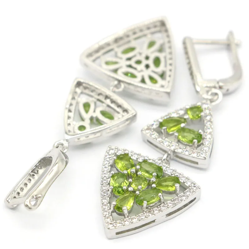 Длинные серьги трости 54x19 мм Зеленый Перидот белый циркон подарок для женщин