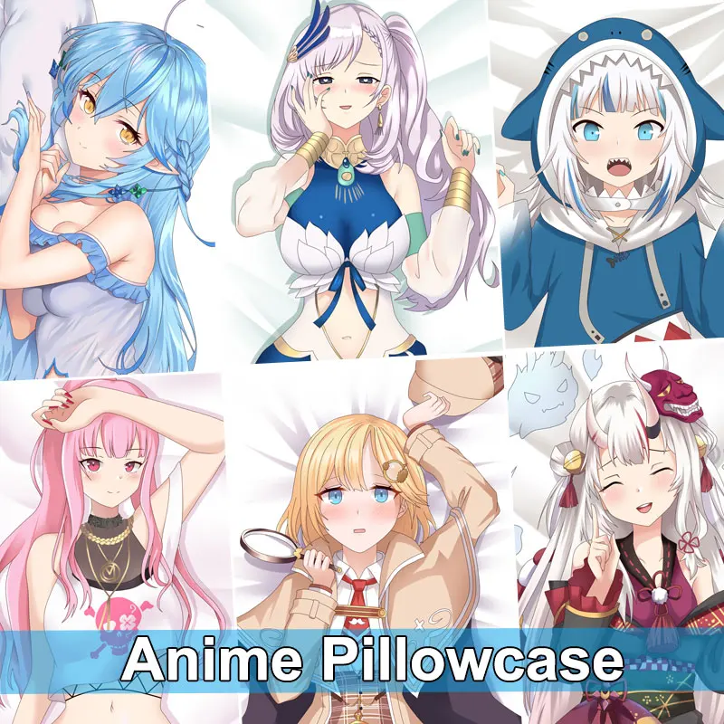 Hololive Vtuber Dakimakura Cover Anime Pillow Case Otaku Hugging Body Cushion Nakiri Ayame Minato Aqua Gawr Gura Pillowcase | Дом и сад