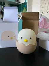 Luz Led nocturna para niños, lámpara de silicona suave recargable por USB, decoración de dormitorio, regalo, noche de pollito de Animal, sombra de Luna