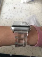 Funda con correa para apple Watch 6, 5, 4, banda de 42mm y 38mm, correa de acero transparente para iwatch 6 series 5 4 3/2, banda de reloj de 44mm y 40mm