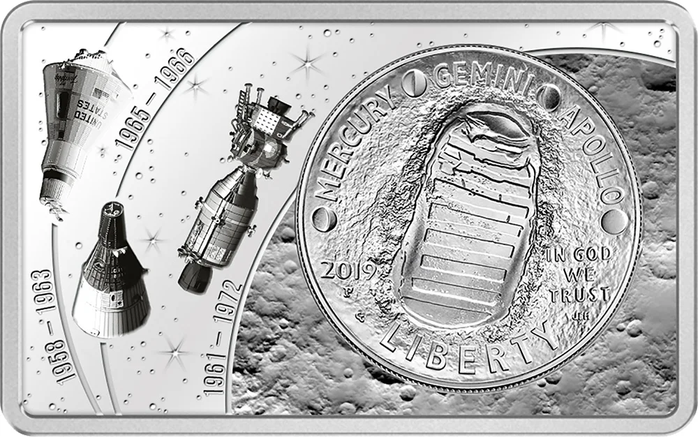 MOON LANDING 50th anniversary 2 Oz Серебряная монета набор 1$ США