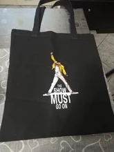 Freddie Mercury-Bolso de compras con letras divertidas para mujer, bandolera de lona de gran capacidad, estilo Harajuku
