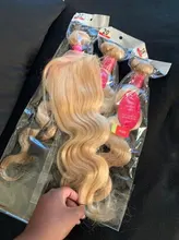 Younsolo-mechones Rubio 613 con cierre, cabello humano ondulado, 4x4, mechones, extensión de cabello humano Remy brasileño