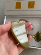 Gua Sha-Rodillo de Jade Natural, masajeador de cara delgada, herramientas de elevación, piedra verde, antiedad, arrugas, belleza de la piel, conjunto de cuidado