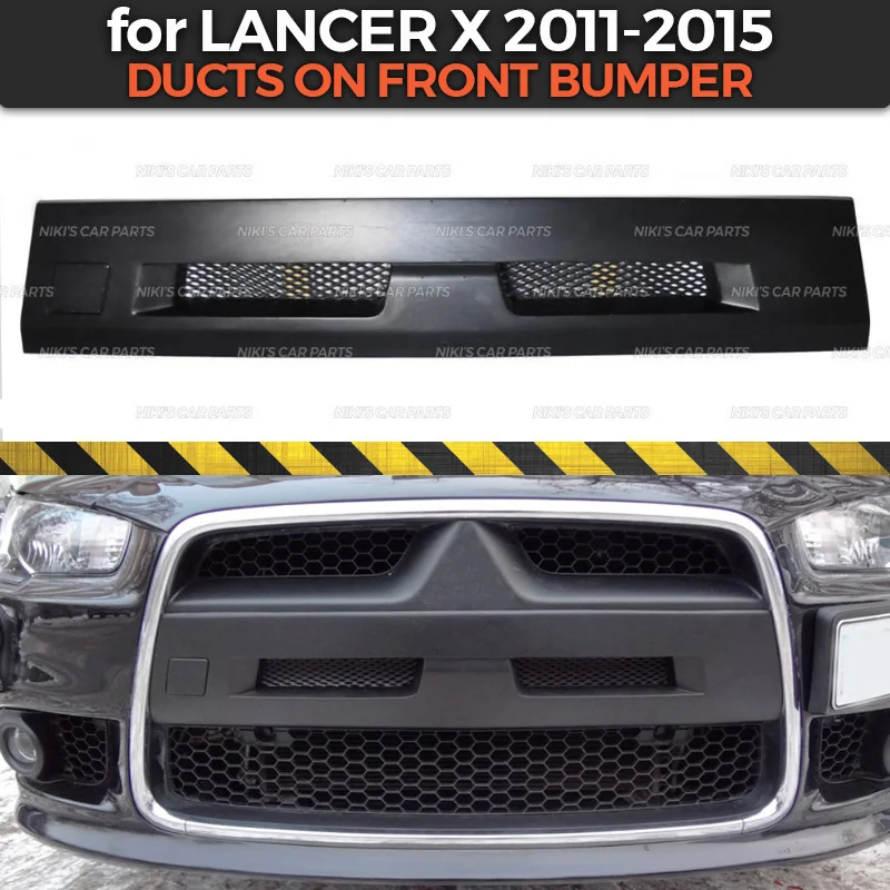 Ducts For Mitsubishi Lancer X 2011-2015 On Front Bumper Air Intake With  Mesh ABS Plastic Body Kit Decoration Car Styling Tuning