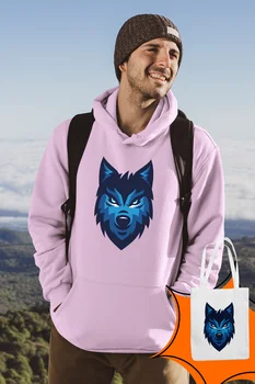 

Angemiel Wear Blue Wolf Pink Male Hooded Sweatshirt Bags Kombin