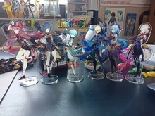Genshin-figura de Anime de impacto Diluc Venti Klee Keqing Qiqi, soporte acrílico, modelo de placa, decoración de escritorio, señal de pie, llavero de ventilador, regalos