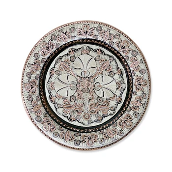 

Modern Clove Flowers Wall Plate Art Handmade Copper Abstract Flower Decorative Tablature Art Silver Plate Home Wall Table Decor