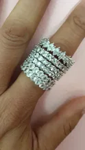 Huitan-Anillo de lujo para mujer, Micro pavé grande redondo/cuadrado/ovalado de CZ, joyería de boda, regalo de amor para esposa, alta calidad