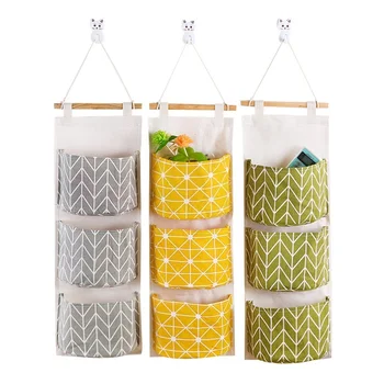 

2020 NEW Pockets Wall Hanging Storage Bags Cotton Linen Door Organizer Waterproof Bedroom Home Office Container closet organizer