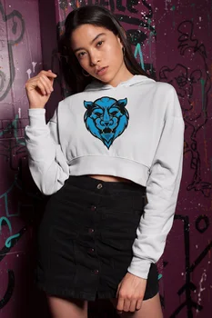 

Angemiel Wear Tigress Tiger White Short Hooded Sweatshirt