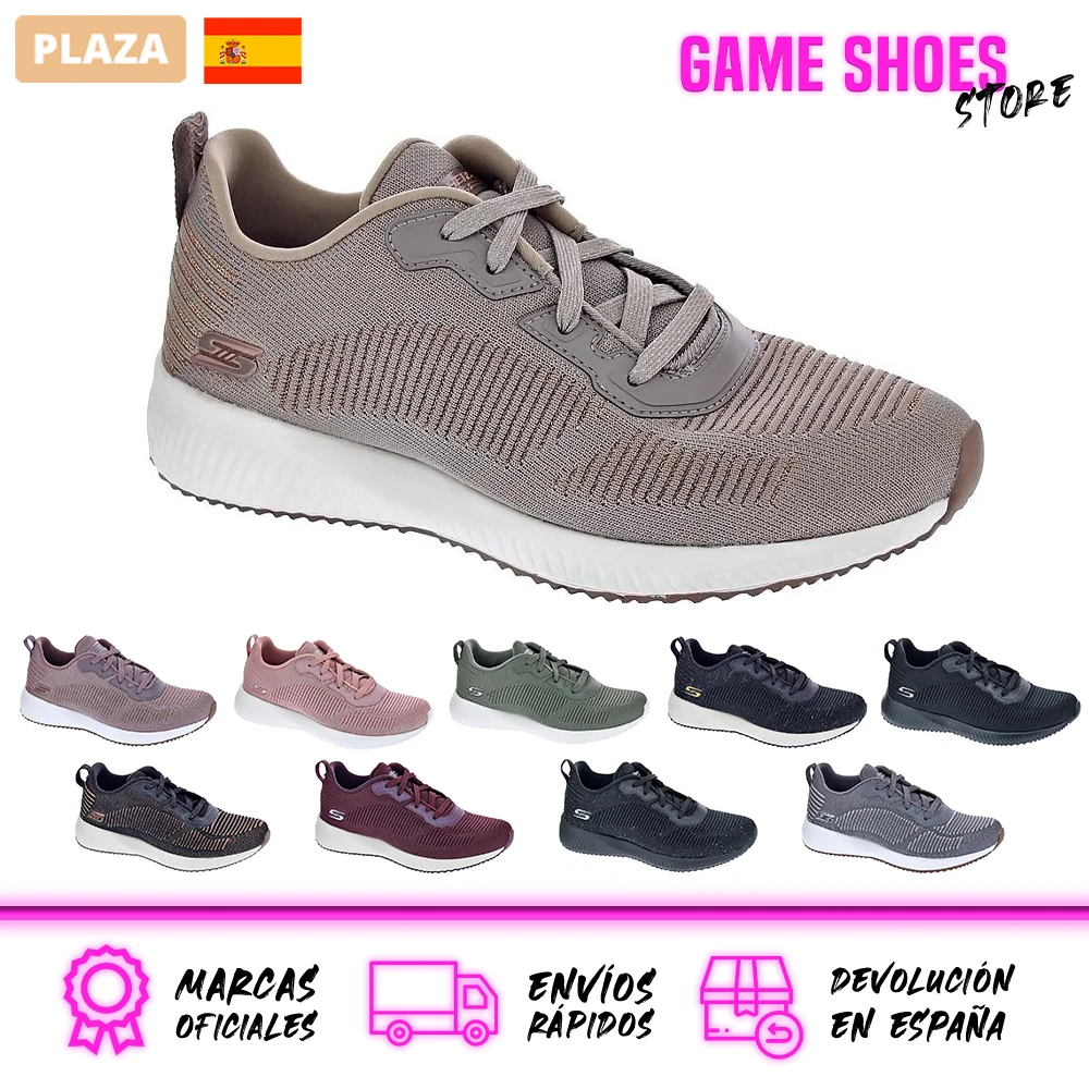 Skechers Mujer Zapatillas bajas modelo Bobs Squad Deportivas urbanas, 10 colores a elegir, Moda Mujer Zapatos Originales
