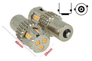 

Led lamp BAU15S 1156 P21W 45W 12V Orange crooked feet Super powerful for Arrows