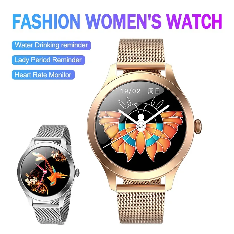 

Women Smart Watch Fashion 1.09in Full Touch Screen Ip68 Waterproof Female Sports Watches Sleep Blood Pressure Tracker Smartwatch