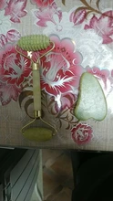 Rodillo de Jade para masaje Facial, masajeador verde de piedra Natural, levantamiento de cuello y cara, herramientas de cuidado de la piel, 2 uds.