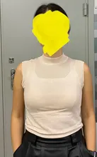 Knitted Vest Tank-Tops Bottoming Elasticity Half-High-Collar Sexy Female Summer Women Sleeveless