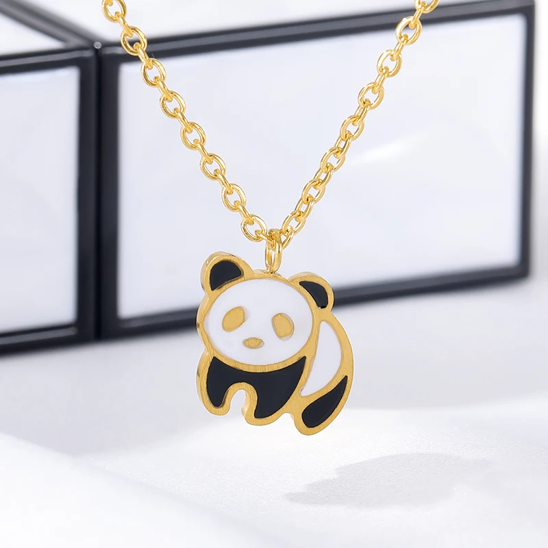 Minimal Panda Necklace Girl Gifts Cute Bear Animal Zoo Necklaces Pendants Dainty Jewelry